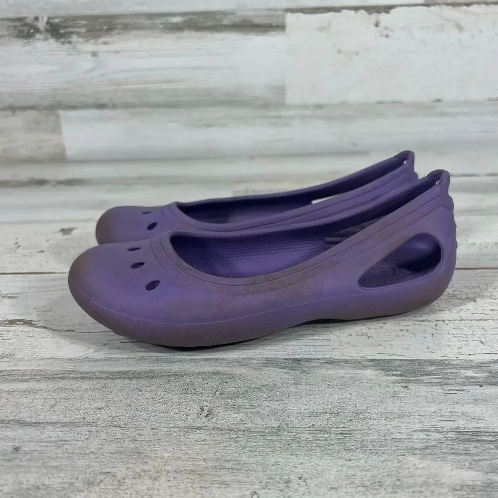 Crocs Junior Girls Kadee Ballet‎ Flats Purple Comfort Shoes Lightweight Size J1
